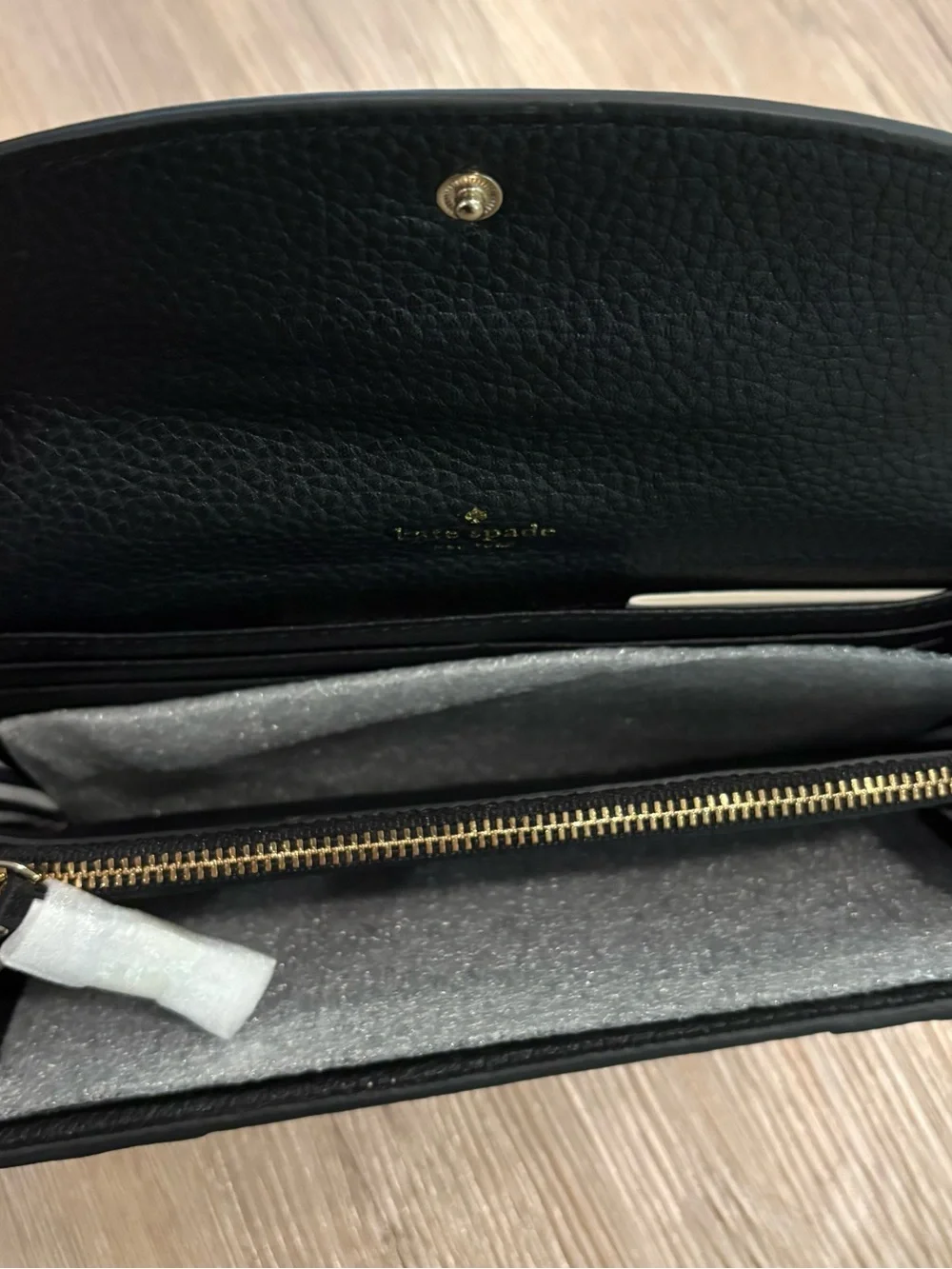 Kate Spade Two-Tone Pebbled Leather Wallet - Black & Taupe
